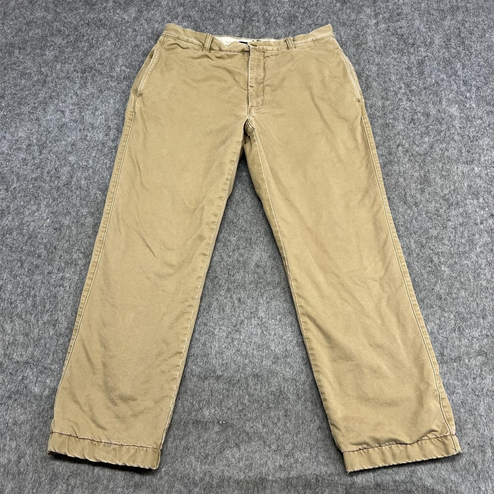 Vintage J Crew Pants Mens 32x30 Beige Khaki Flannel Lined Chino Winter Thermal - Picture 2 of 16